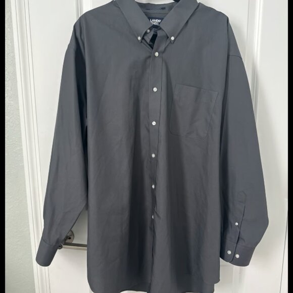 Land’s End Men’s No Iron Broadcloth Shirt, Grey, Traditional Fit, Size 19/35 - Picture 4 of 5